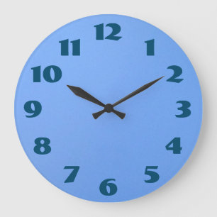 Blue Numbers Blue Background Große Wanduhr