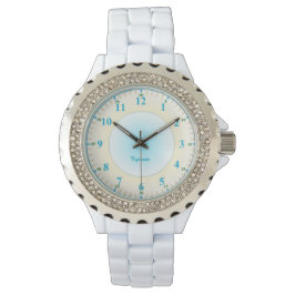Blue Numbers White Kristall Ladys watch Armbanduhr