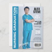 Blue Nurse RN Abschluss Foto Magazine Einladung (Vorderseite)