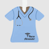 Blue Nurse Scrubs Personalisiert Ornament (Vorderseite)