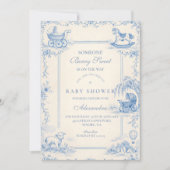 Blue Nursery Toile Baby Shower Einladung (Vorderseite)