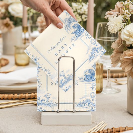 Blue Nursery Toile Baby Shower Serviette