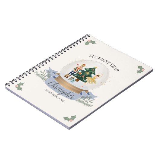 Blue Nutcracker Baby Dusche Erste-Jahr-Meilenstein Notizblock (Linke Seite)