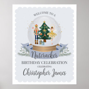 Blue Nutcracker Ballet Winter Baby Dusche Empfang Poster