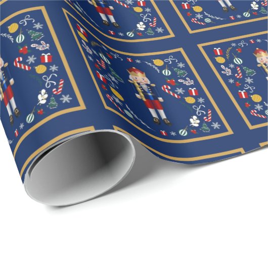 Blue Nutcracker Geschenkpapier (Rolleneckpunkt)