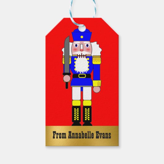 Blue Nutcracker Personalisiert Geschenkanhänger (Vorderseite)