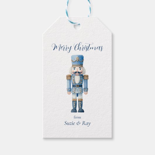 Blue Nutcracker Weihnachten Geschenkanhänger (Vorderseite)