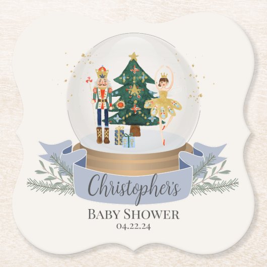 Blue Nutcracker Weihnachtsbaby Dusche Party Untersetzer (Vorderseite)