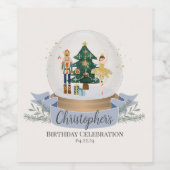 Blue Nutcracker Weihnachtsfeier Weinetikett (Einzelnes Label)