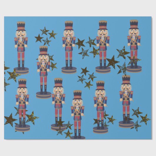 Blue & Nutcracker Weihnachtswrapping Paper Geschenkpapier (Flach)
