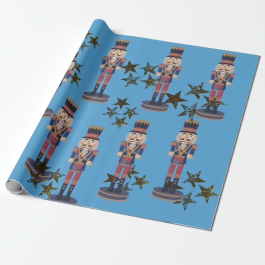 Blue & Nutcracker Weihnachtswrapping Paper Geschenkpapier (Ungerollt)