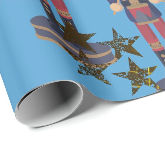 Blue & Nutcracker Weihnachtswrapping Paper Geschenkpapier (Rolleneckpunkt)
