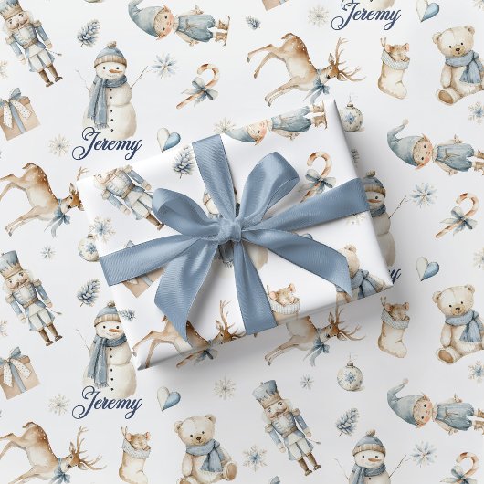Blue Nutcracker Wrapping Paper Boy Christmas Geschenkpapier