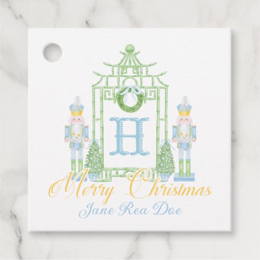 Blue Nutcrackers Chinoiserie Weihnachtsgeschenke T Geschenkanhänger (Vorderseite)