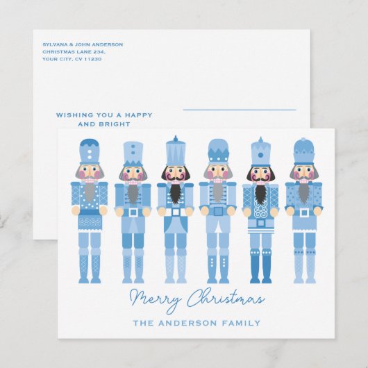 BLUE NUTCRACKERS CHRISTMAS POSTCARD POSTKARTE (Vorne/Hinten)