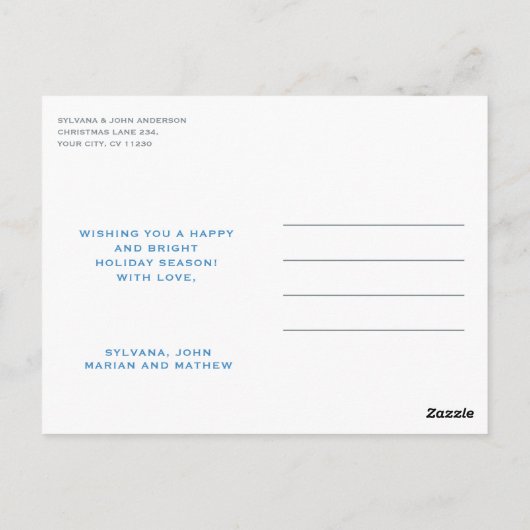 BLUE NUTCRACKERS CHRISTMAS POSTKARTE (Rückseite)