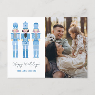 BLUE NUTCRACKERS MIT FOTO CHRISTMAS POSTC POSTKARTE