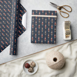 Blue Nutcrackers Weihnachtswrapping Paper Geschenkpapier