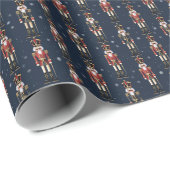 Blue Nutcrackers Weihnachtswrapping Paper Geschenkpapier (Rolleneckpunkt)