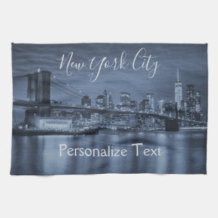 Blue NYC Skyline personalisieren Handtuch