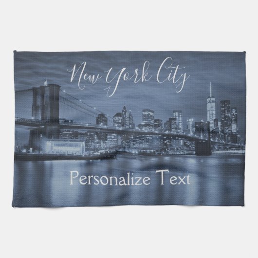 Blue NYC Skyline personalisieren Handtuch (Horizontal)