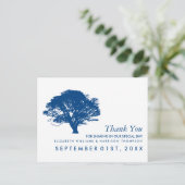 Blue Oak Tree, Rustic & Minimalistic Vielen Dank Postkarte (Stehend Vorderseite)