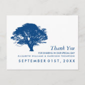 Blue Oak Tree, Rustic & Minimalistic Vielen Dank Postkarte (Vorderseite)