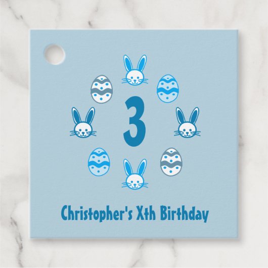 Blue Oaster 3. Geburtstag Geschenkanhänger (Vorderseite)