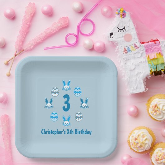 Blue Oaster 3. Geburtstag Pappteller (Party)