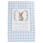Blue Oaster Bunny Baby Dusche Dank Geschenktaschen Mittlere Geschenktüte (Rückseite)