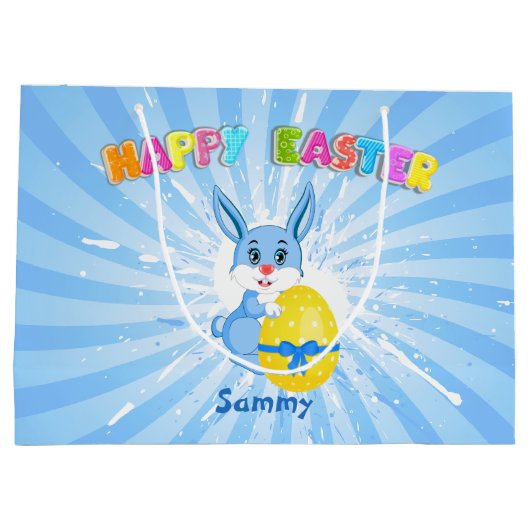 Blue Oaster Bunny Cartoon Große Geschenktüte (Rückseite)