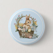 Blue Oaster Bunny Floral Button (Vorderseite)