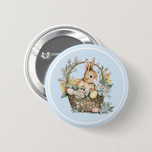 Blue Oaster Bunny Floral Button (Vorne & Hinten)