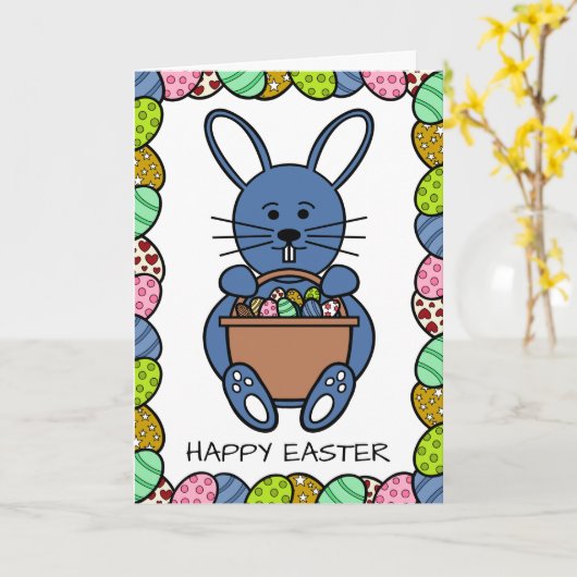 Blue Oaster Bunny, Happy Oaster Karte (Gelbe Blume)