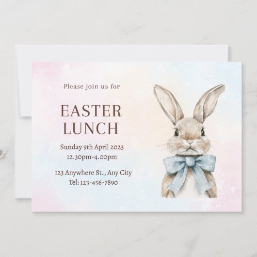 Blue Oaster Bunny Lunch Einladung (Vorderseite)