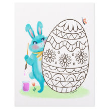 Blue Oaster Bunny Rabbit und Eier Farbseiten