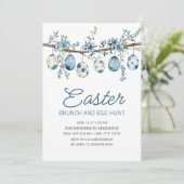 Blue Oaster Egg Hunt Brunch Einladung (Stehend Vorderseite)