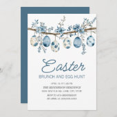 Blue Oaster Egg Hunt Brunch Einladung (Vorne/Hinten)