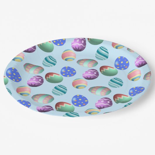 Blue Oaster Egg Ostereier Party Ostereier Jagen Ni Pappteller (Schrägansicht)