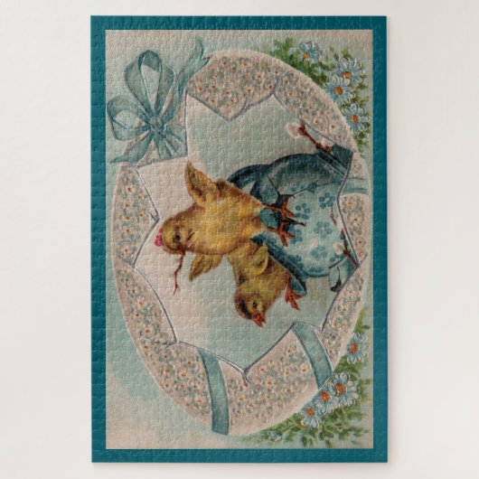Blue Oaster Egg und Chicks Grosses Puzzle (Vertikal)