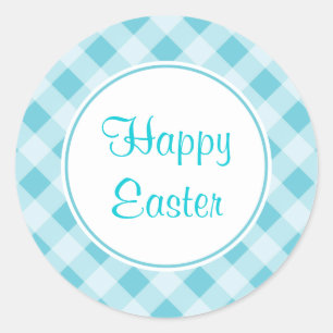 Blue Oaster Gingham Stickers
