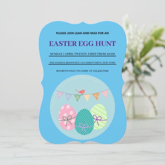 Blue Oaster Simple Brunch Egg Einladung (Stehend Vorderseite)