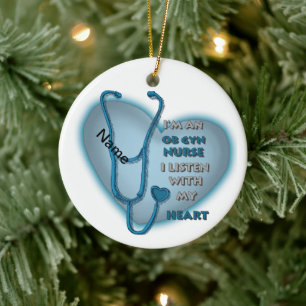 Blue OB GYN Nurse Keramik Ornament