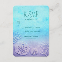 Blue Obre Sandstrand Dollar Hochzeit RSVP Karten