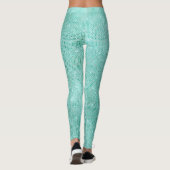 Blue Ocean Beach Aqua Metallic Diamond Funkelnd Leggings (Rückseite)