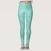 Blue Ocean Beach Aqua Metallic Diamond Funkelnd Leggings (Vorderseite)