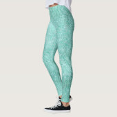 Blue Ocean Beach Aqua Metallic Diamond Funkelnd Leggings (Links)