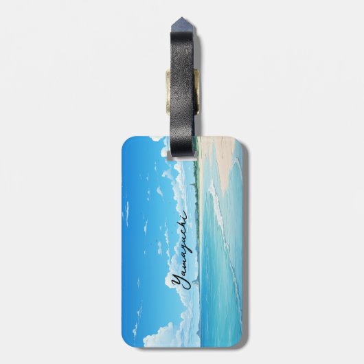 Blue Ocean Beach Gepäckanhänger (Rückseite vertikal)