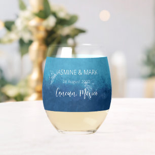 Blue Ocean Beach Hochzeiten Individuelle Namen Weinglas Ohne Stiel