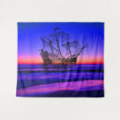 Blue Ocean Beach mit Sonnenuntergang - Zauberhafte Wandteppich (Vorderseite (Horizontal))